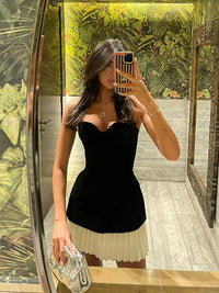Donella | Velvet Pleated Mini Dress
