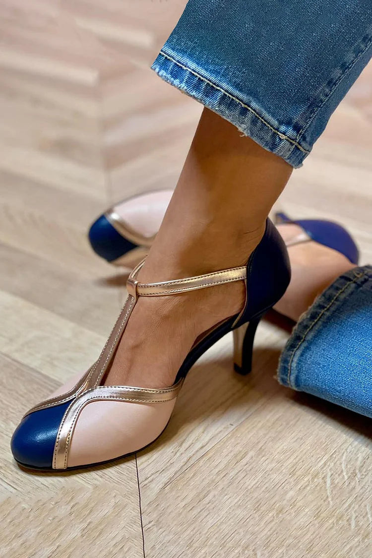 Noire - Comfortable T-strap heels