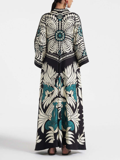 Eva - Unique Floral Print Flowy Maxi Dress