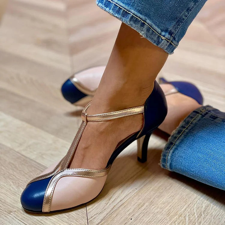 Noire - Comfortable T-strap heels