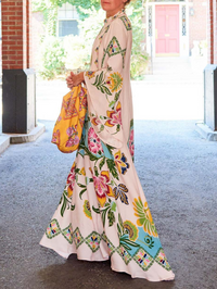 Evelynn - Exquisite Sunshine Floral Print Flowing Dress