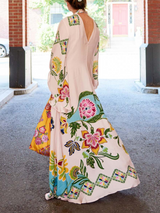 Evelynn - Exquisite Sunshine Floral Print Flowing Dress