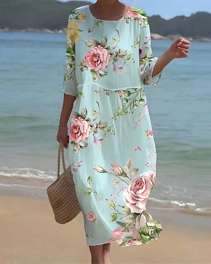 Rowenna - Elegant Tummy-Covering Floral Dress