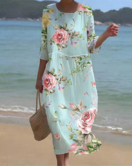 Rowenna - Elegant Tummy-Covering Floral Dress