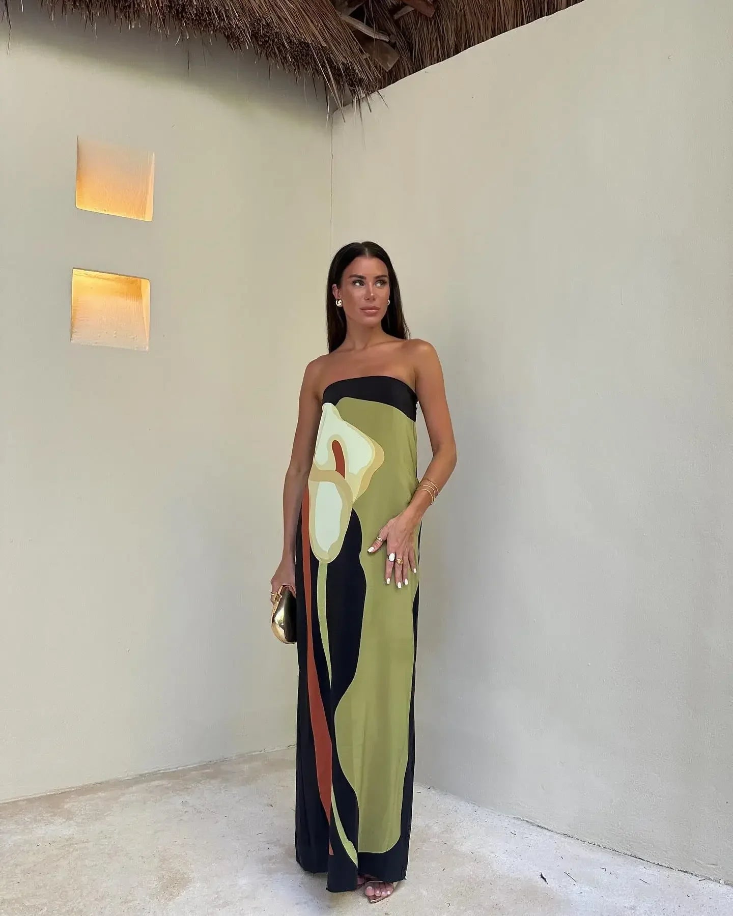 Jane | Strapless Abstract Maxi Dress