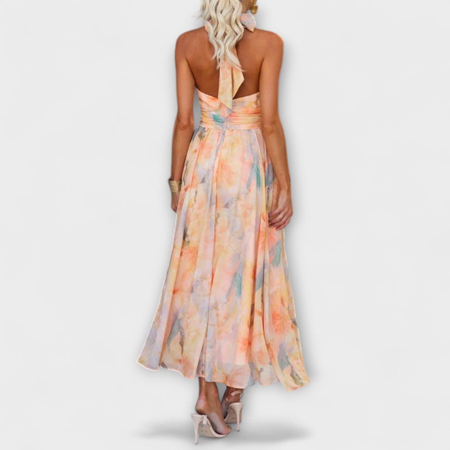 Celeste | Watercolour Halter Maxi Dress