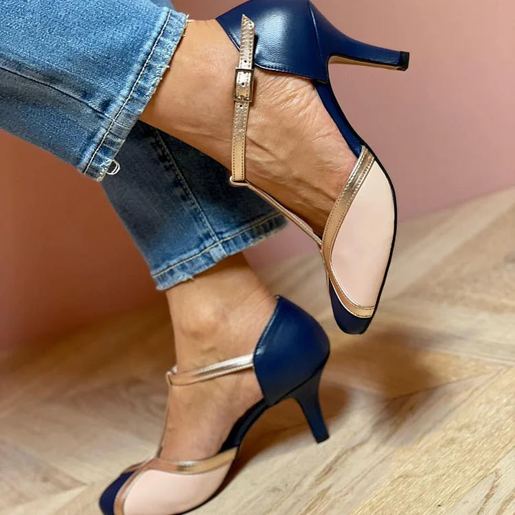 Noire - Comfortable T-strap heels