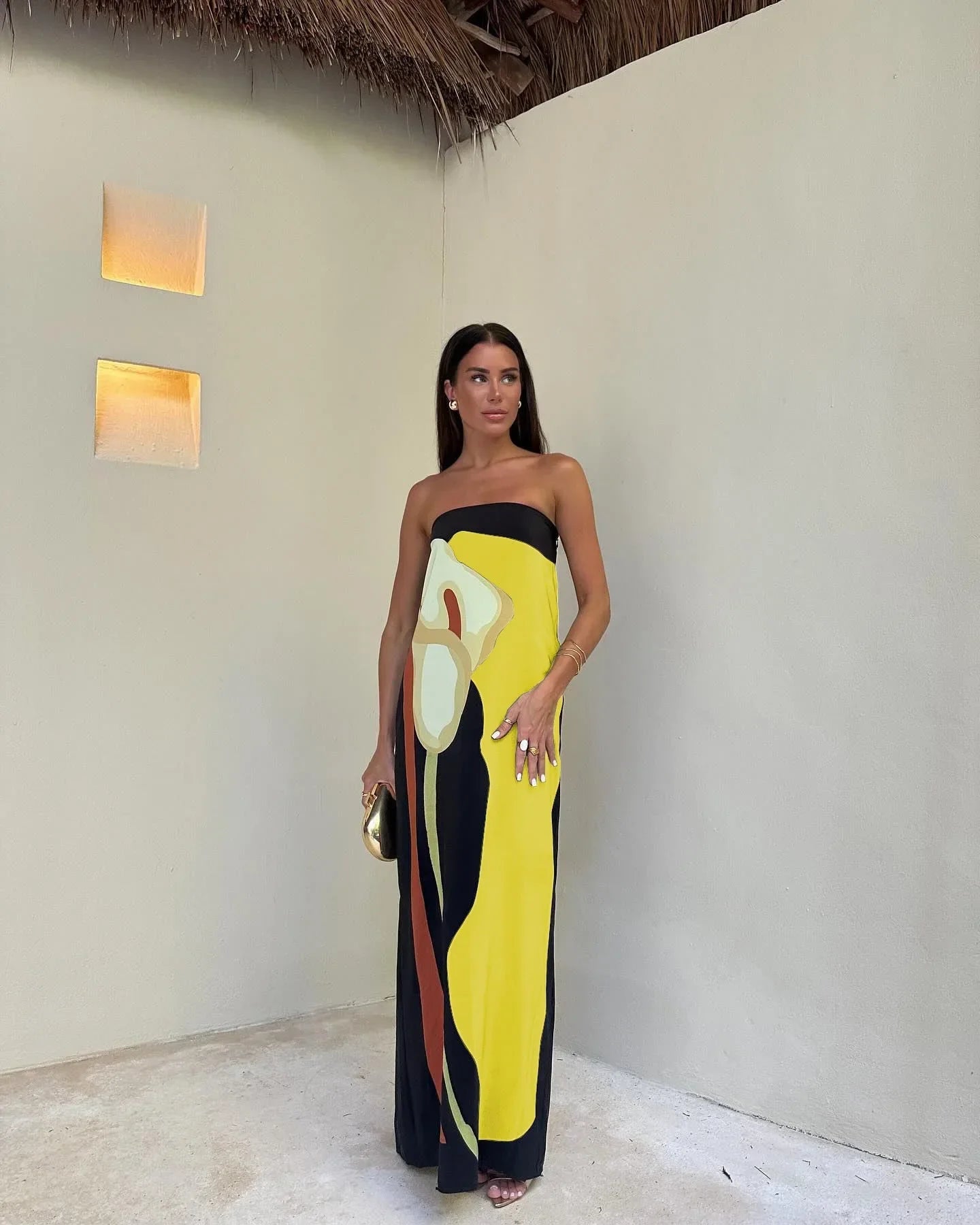 Jane | Strapless Abstract Maxi Dress