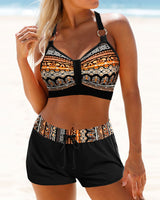 Maryan - Geometric Pattern Bikini with High Elastic Waist