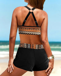 Maryan - Geometric Pattern Bikini with High Elastic Waist