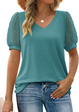 Nema | Textured Sleeve V-Neck Top