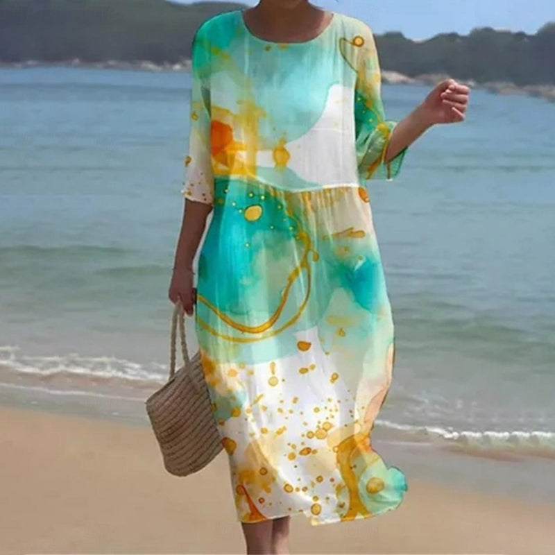 Rowenna - Elegant Tummy-Covering Floral Dress