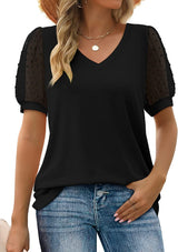 Nema | Textured Sleeve V-Neck Top