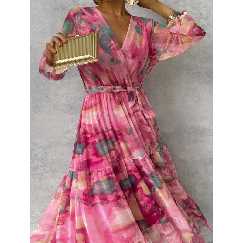 Joyce - Elegant Floral V-neck Dress
