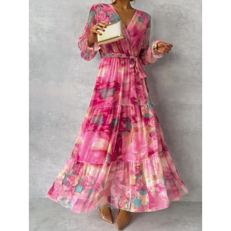 Joyce - Elegant Floral V-neck Dress
