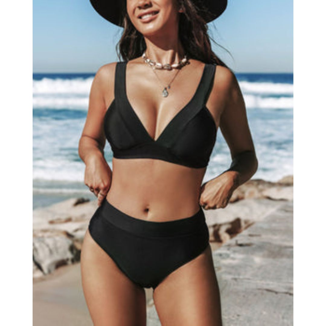 Hilde - Plain High Waist Swimsuit