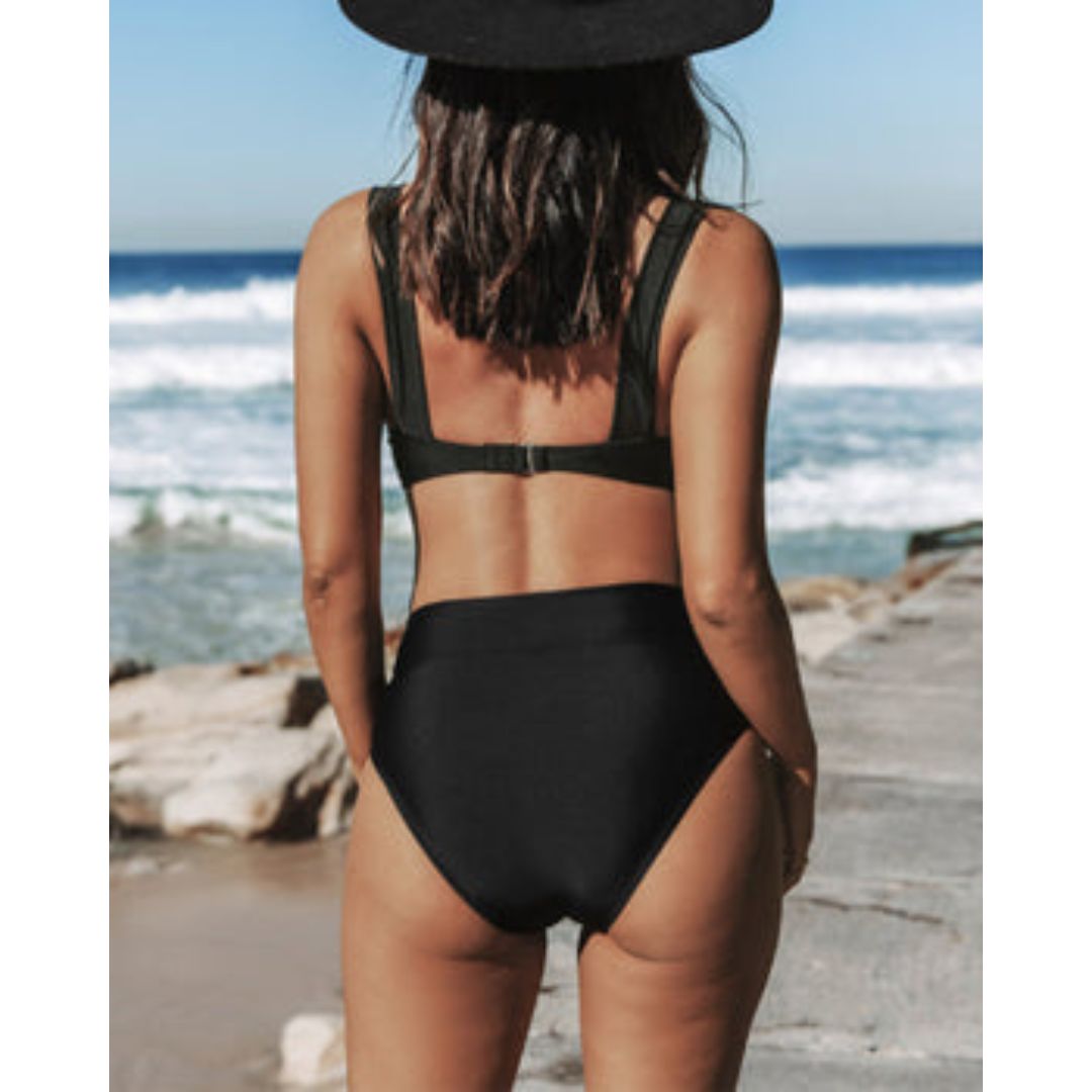 Hilde - Plain High Waist Swimsuit