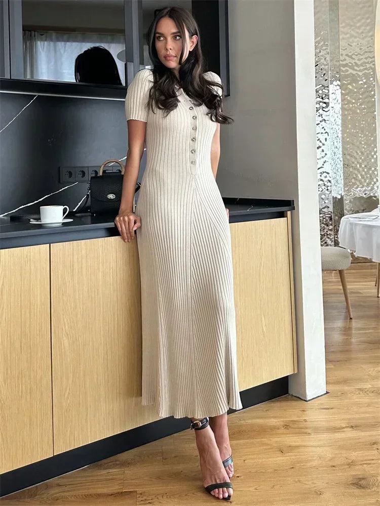 Beata | Ribbed Knit Polo Dress