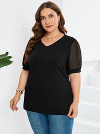 Nema | Textured Sleeve V-Neck Top