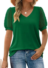 Nema | Textured Sleeve V-Neck Top