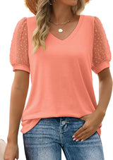 Nema | Textured Sleeve V-Neck Top