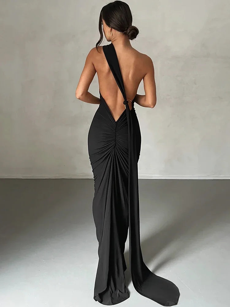 Natalie | One-Shoulder Sculpt Maxi Dress