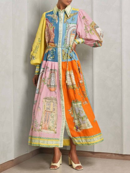 Allison - Exquisite Garden Print Button-Down Dress