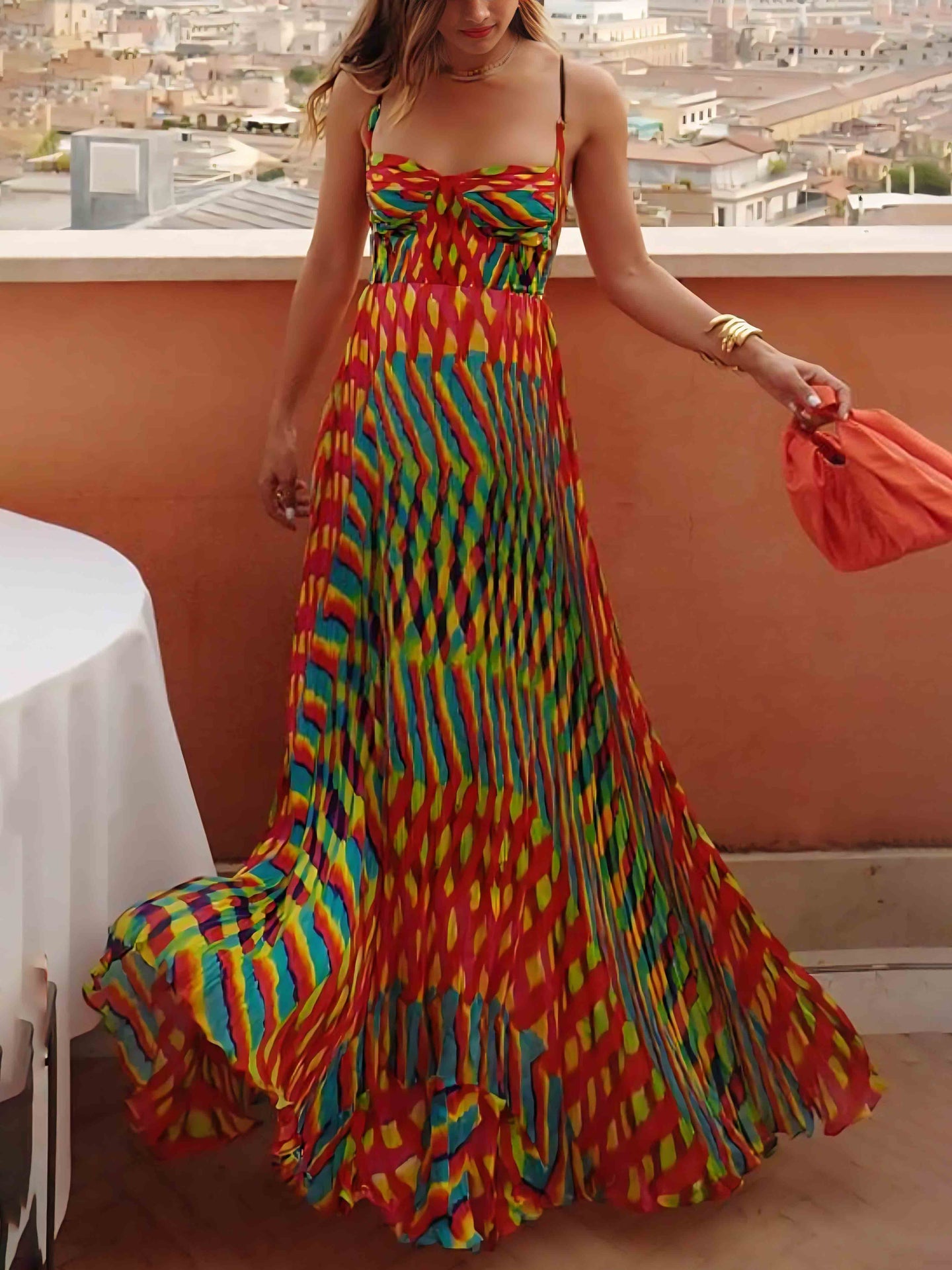 Ariella - Elegant Personalized Painted Print A-Line Dress