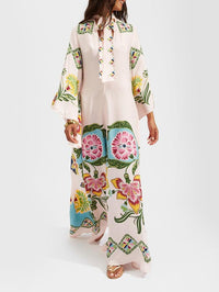 Evelynn - Exquisite Sunshine Floral Print Flowing Dress