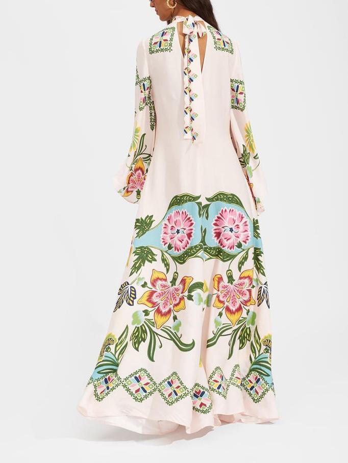 Evelynn - Exquisite Sunshine Floral Print Flowing Dress
