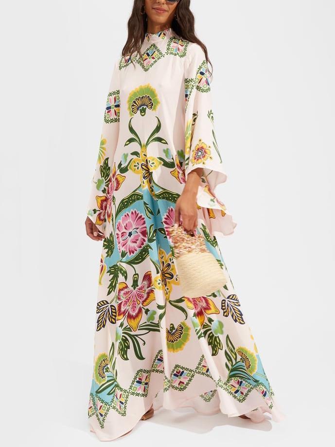 Evelynn - Exquisite Sunshine Floral Print Flowing Dress