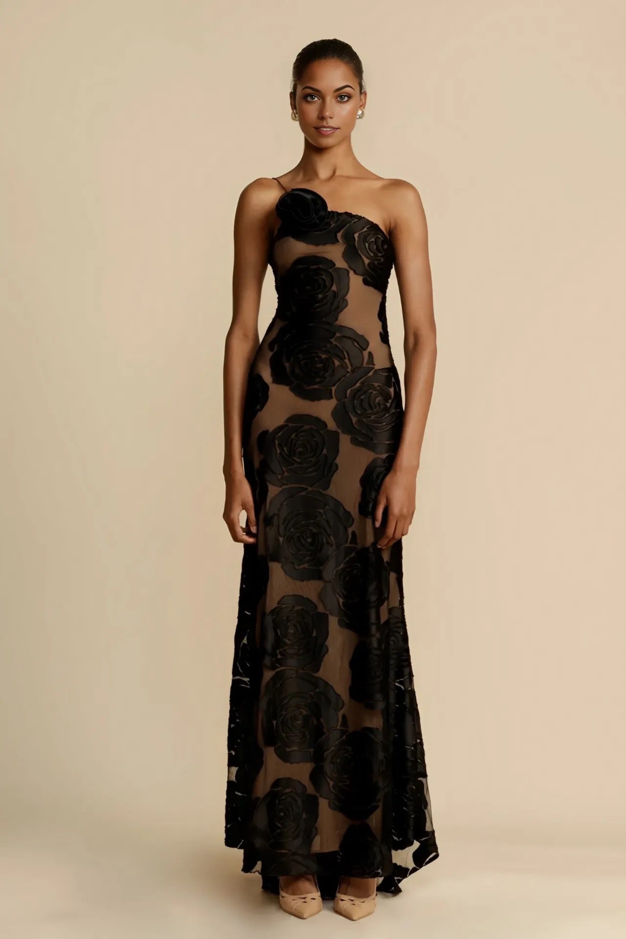 Valeria | Sheer Floral Gown