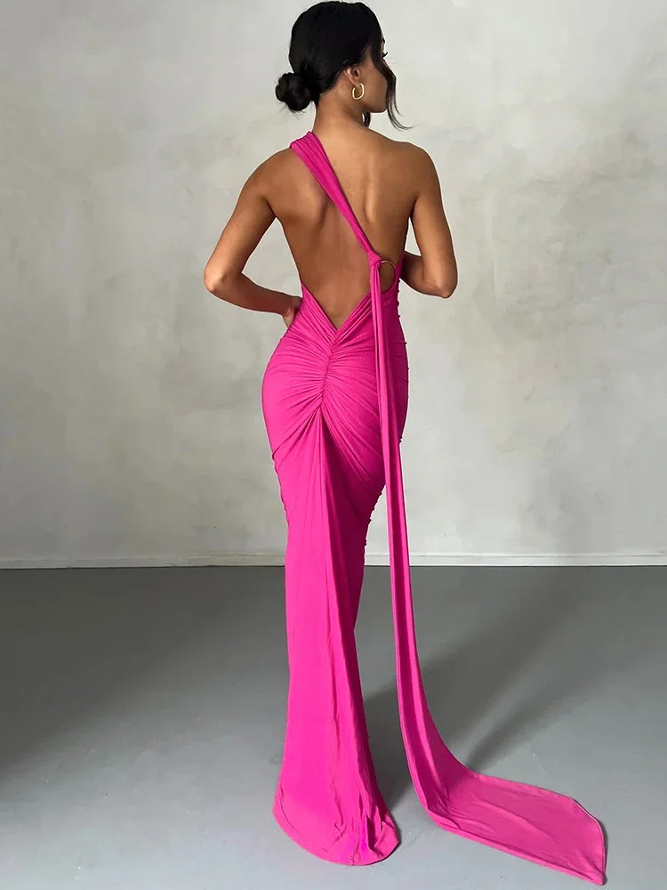 Natalie | One-Shoulder Sculpt Maxi Dress