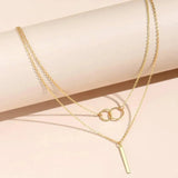 Jasmine – Vintage Gold Dual Circle Pendant Necklace