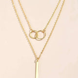 Jasmine – Vintage Gold Dual Circle Pendant Necklace