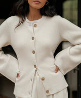 Margery - Elegant wool cardigan with button placket