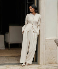 Margery - Elegant wool cardigan with button placket